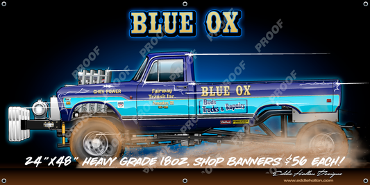 48X24 Shop Banner Blue Ox