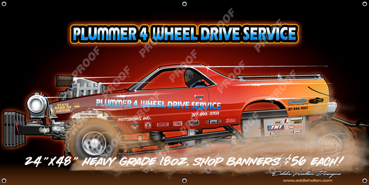 48X24 Shop Banner Plummers 4WD Service