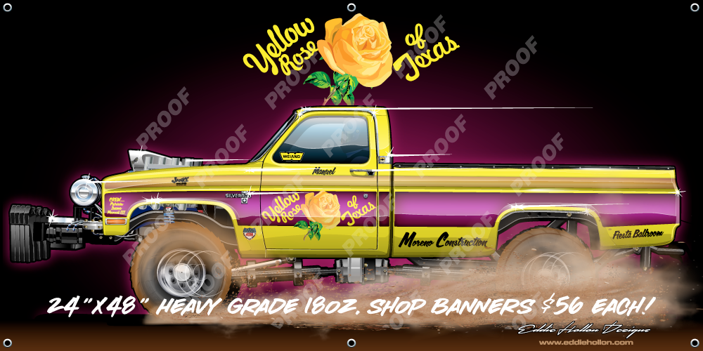 48X24 Shop Banner Yellow Rose 1985