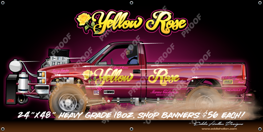 48X24 Shop Banner Yellow Rose 1989